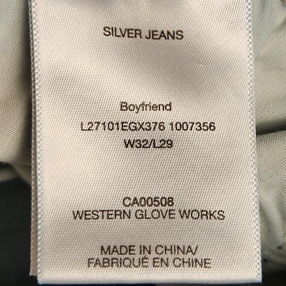 Silver Jeans Womens 32 Blue Mid Rise Boyfriend Dark Wash Stretch Casual Denim - Picture 10 of 12